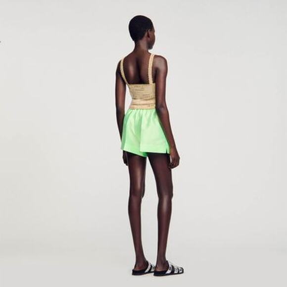 Sandro Rhinestone Square Neck Crop Tank Top Beige - XL - Picture 4 of 5